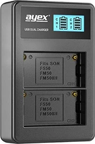 ayex USB Dual- Ladegerät für Sony Akkus Typ NP-F550