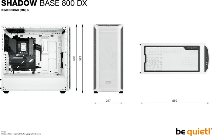 be quiet! Shadow Base 800 DX White, weiß, Glasfenster, schallgedämmt