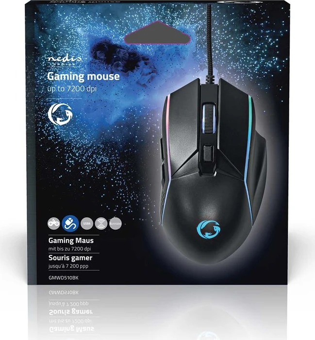 Nedis Gaming Mouse 7200dpi, schwarz, USB