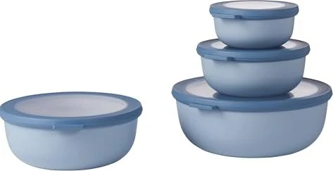 Mepal Multischüssel Cirqula rund flach Aufbewahrungsbehälter-Set nordic blue, 4-tlg.
