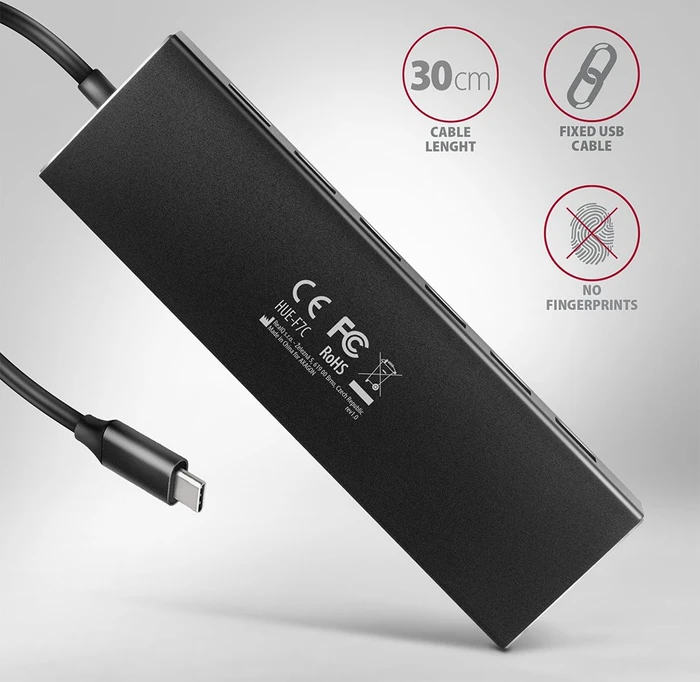 Axagon USB-Hub, 7x USB-A 3.0, USB-C 3.0 [Stecker]