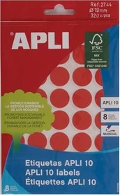 APLI Etiketten rund, 19mm, rot, 8 Blatt (320 Etiketten)
