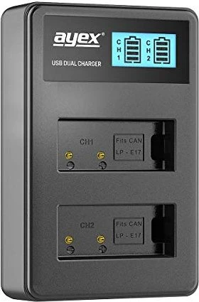 ayex USB Dual- Ladegerät für Canon Akkus Typ LP-E17
