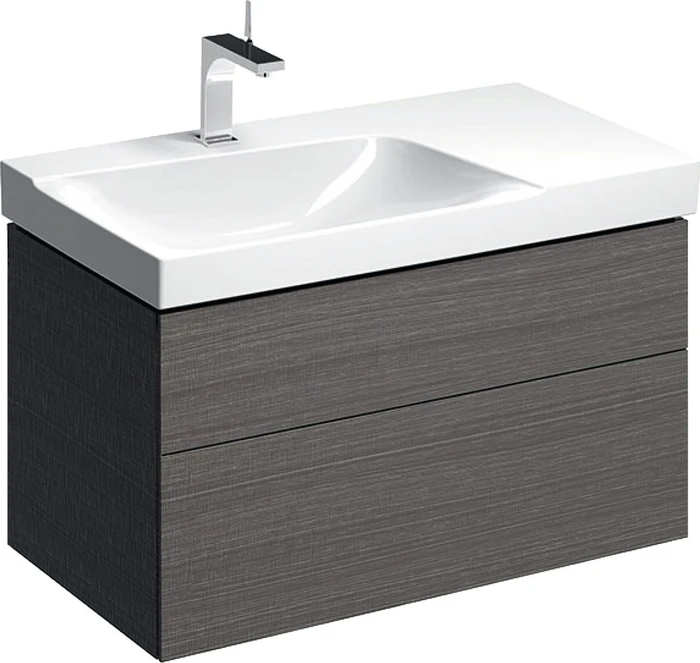 Geberit Xeno² Unterschrank für Waschtisch 88x53x46.2cm, 2 Schubladen, Ablagefläche rechts, sculturagrau