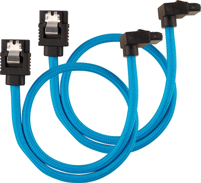 Corsair Premium Sleeved SATA 6Gb/s Kabel blau 0.3m, gewinkelt
