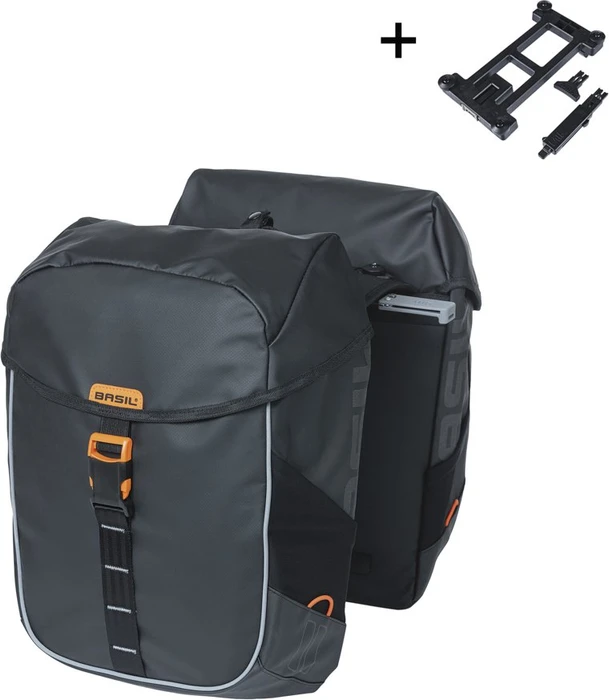 Basil Miles Tarpaulin Doppeltasche MIK Gepäcktasche schwarz/orange