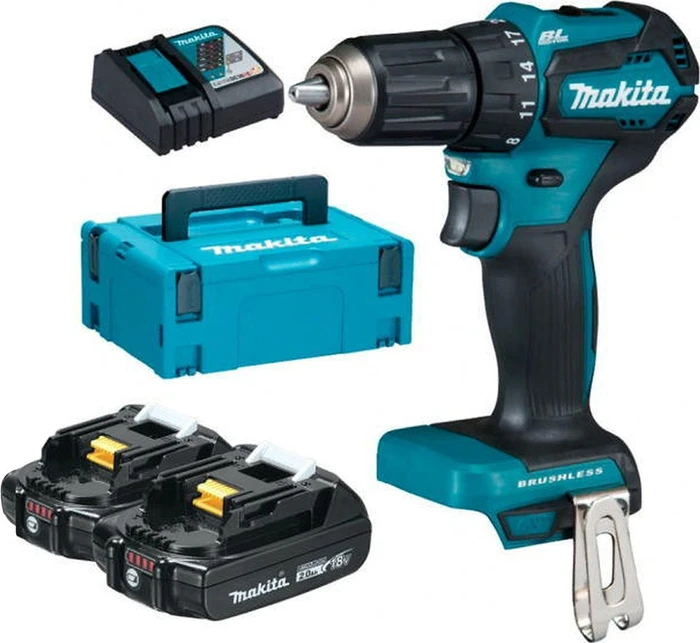 Makita DDF485RAJ Akku-Bohrschrauber inkl. MAKPAC + 2 Akkus 2.0Ah
