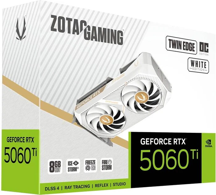Zotac Gaming GeForce RTX 5060 Ti Twin Edge OC White Edition, 8GB GDDR7, HDMI, 3x DP