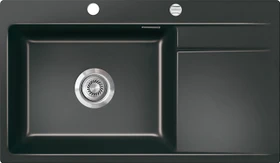 systemceram Stema 86 SL F Einbau Becken links mit Ablauffernbedienung nero