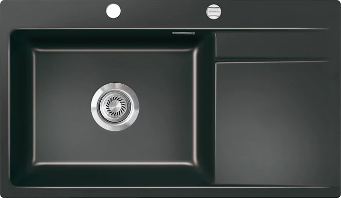 systemceram Stema 86 SL F Einbau Becken links mit Ablauffernbedienung nero
