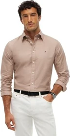 Tommy Hilfiger Regular Fit Oxford Flag-Stickerei Hemd langarm coastal taupe (Herren)