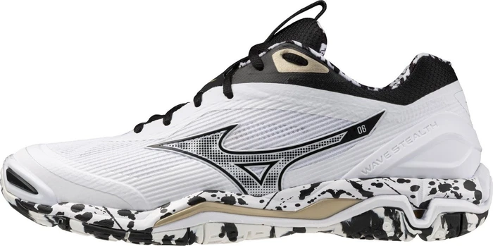 Mizuno Wave Stealth 6 Handballschuhe white/black/ge gold