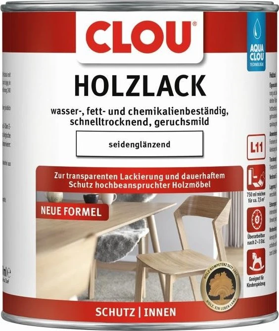 CLOU L11 Aqua CLOU Holzlack seidenglänzend farblos, 750ml