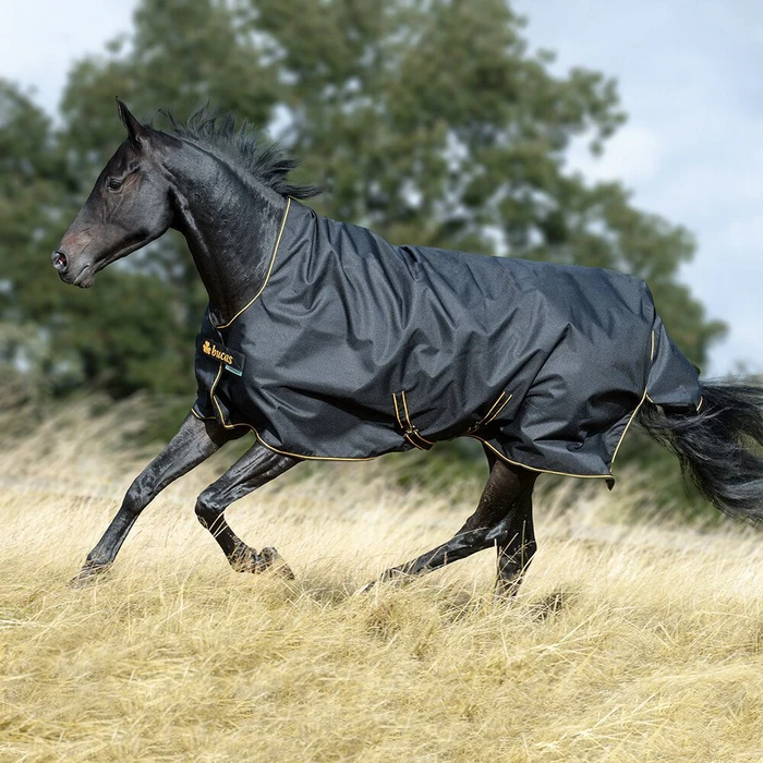 Kerbl Bucas Irish Turnout High Neck/50, Regendecke female, 1.20m, 50g, black/gold