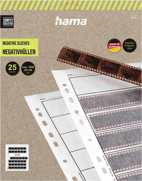 Hama 7x6 Streifen 24x36mm Pergamin Negativ-Hüllen, 25 Stück