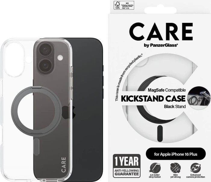 PanzerGlass Care Feature Case Kickstand MagSafe für Apple iPhone 16 Plus schwarz
