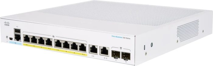 Cisco Business 350 Desktop Gigabit Managed Switch, 8x RJ-45, 2x RJ-45/SFP, 120W PoE+