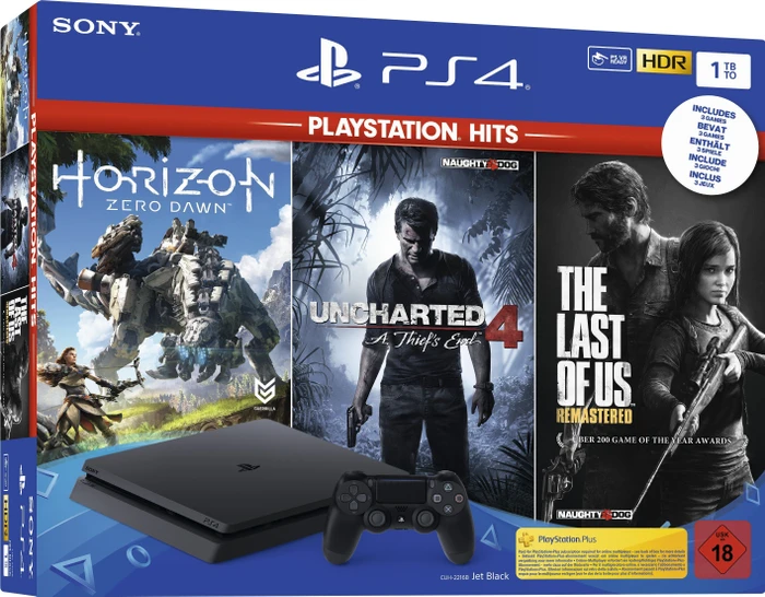 Sony PlayStation 4 Slim - 1TB PlayStation Hits Bundle schwarz
