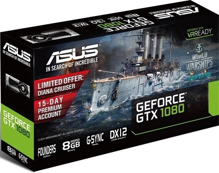 ASUS GeForce GTX 1080 Founders Edition, GTX1080-8G, 8GB GDDR5X, DVI, HDMI, 3x DP