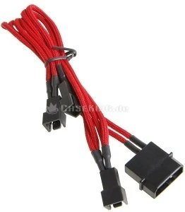 BitFenix Molex auf 3-Pin Adapter, sleeved, 20cm, rot