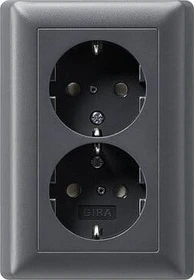 Gira SCHUKO-Doppelsteckdose 16A 250V mit Vollplatte, anthrazit