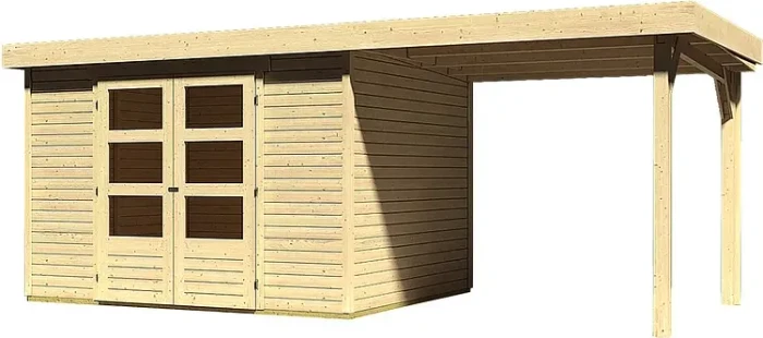 Karibu Askola 5 Gartenhaus inkl. Anbau 2.4m natur