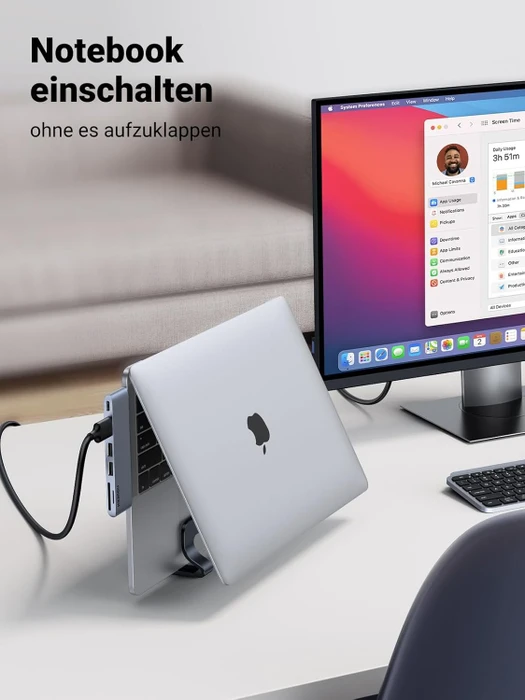Ugreen Vertikaler Laptopständer, schwarz, verstellbar