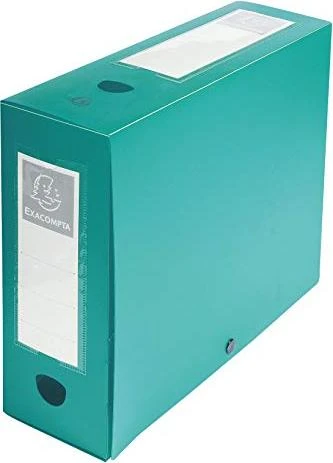 Exacompta Archivbox Kunststoff blickdicht mit Druckknopf 100mm, A4, grün
