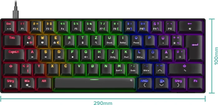 Speedlink Atmos RGB Regenbogen 60% Gaming Keyboard, schwarz, LEDs RGB, Jixian BROWN, USB, DE