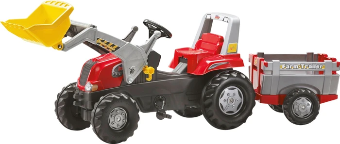 rolly toys rollyJunior RT Trettraktor mit Frontlader und Anhänger rot