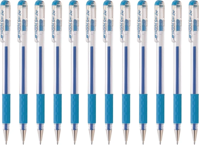 Pentel Hybrid Gel Grip K116 Gelroller transparent/hellblau, 12er-Pack