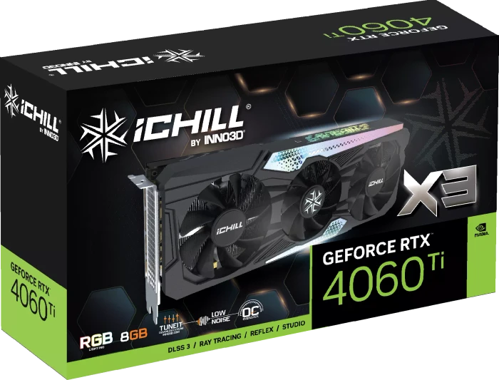 INNO3D GeForce RTX 4060 Ti iCHILL X3, 8GB GDDR6, HDMI, 3x DP