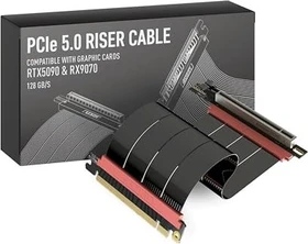 LinkUP AVA5 v4 ITX Armour Riser Kabel, rechts gerichtet, gewinkelt, PCIe 5.0, 400mm, schwarz