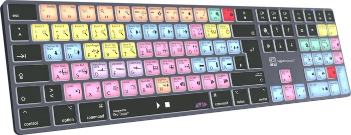 LogicKeyboard Titan Wireless Avid Pro Tools Mac, Titanium Gray, LEDs weiß, USB/Bluetooth, DE