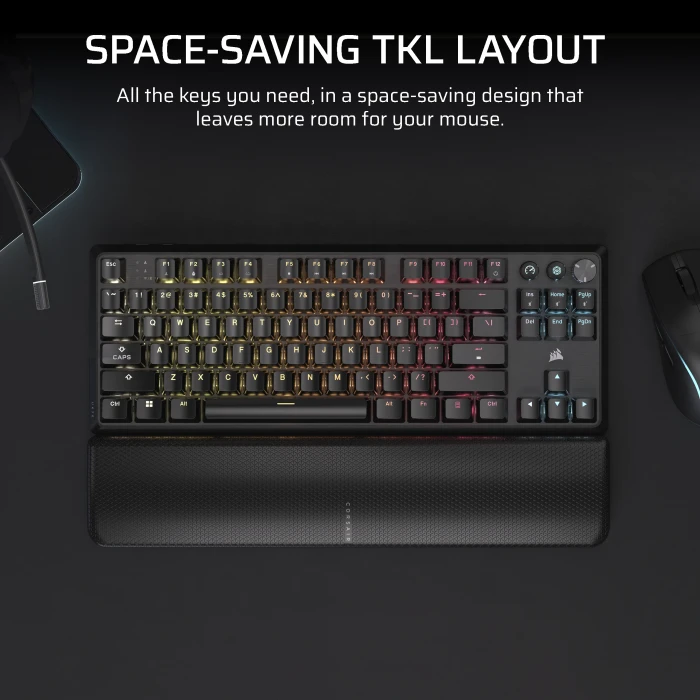 Corsair Gaming K70 CORE TKL WIRELESS RGB, schwarz, MLX RED V2, USB/Bluetooth, DE