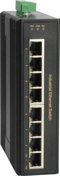 LevelOne IGP-08 Industrial Railmount Gigabit Switch, 8x RJ-45, 200W PoE+