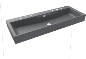 Kaldewei Puro Wand-Doppelwaschtisch 120x46cm mit Überlauf, 2x3 Hahnlochbohrung, Perl-Effekt, cool grey 70