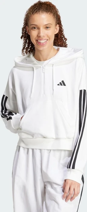 adidas Essentials 3-Streifen French Terry Quarter-Zip Hoodie weiß/schwarz (Damen)