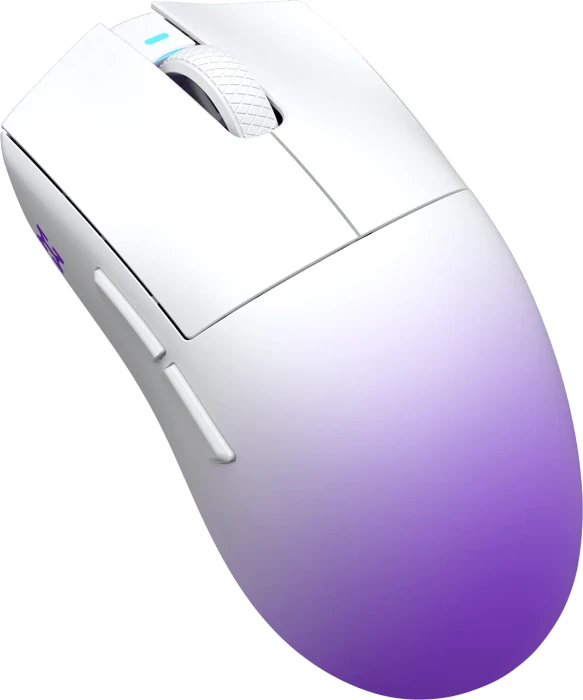 Hellyberry HM47 Pro Wireless Gaming Mouse mit Ladestation, weiß/violett, USB/Bluetooth