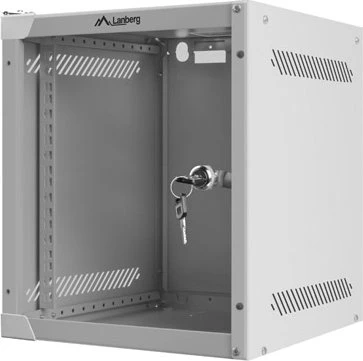 Lanberg WF10 Series 10" Rack Wandschrank 6HE, hängend, Flatpack, Glastür, IP20, RAL 7035, 310mm tief