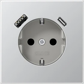 Jung Serie LS SCHUKO-Steckdose mit USB-Ladegerät Safety+, aluminium