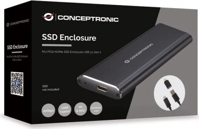 Conceptronic M.2 PCIe NVMe SSD Gehäuse, USB-C 3.1