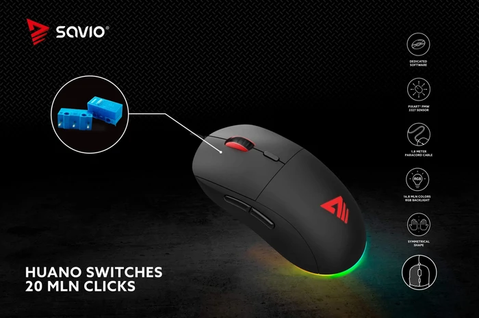 Savio Gambit RGB Gaming Mouse schwarz, USB