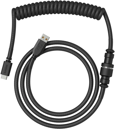 Glorious Coiled Cable USB-C auf USB-A, Tastaturkabel (Spiral-Textilkabel), 1.37m, Phantom Black