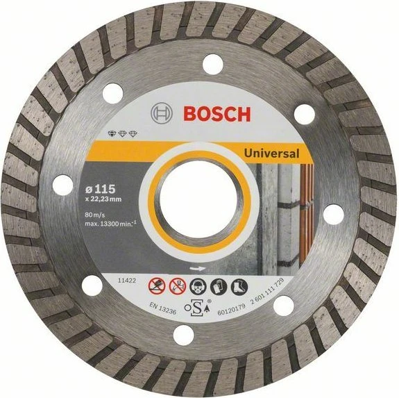 Bosch Professional Standard for Universal Turbo Diamanttrennscheibe, 115x2x22.23mm, 1 Stück