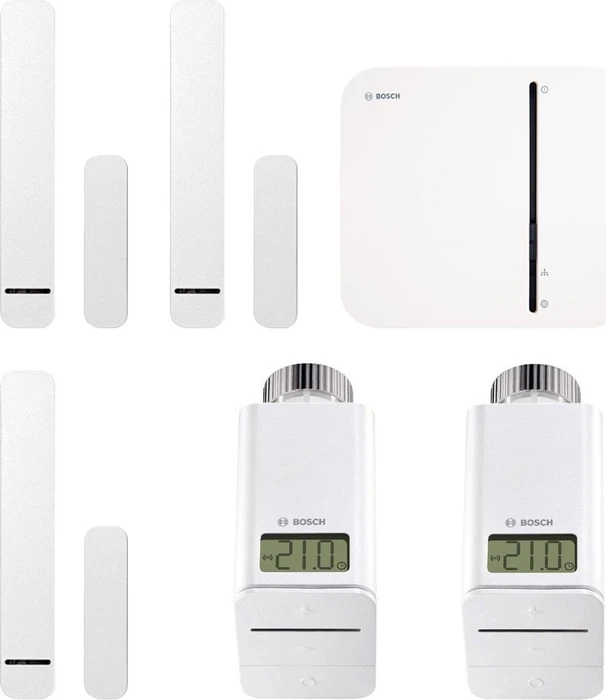 Bosch Starter-Set Raumklima, 2x Heizkörperthermostat, 3x Tür-/Fenstersensor, mit Zentrale, Set