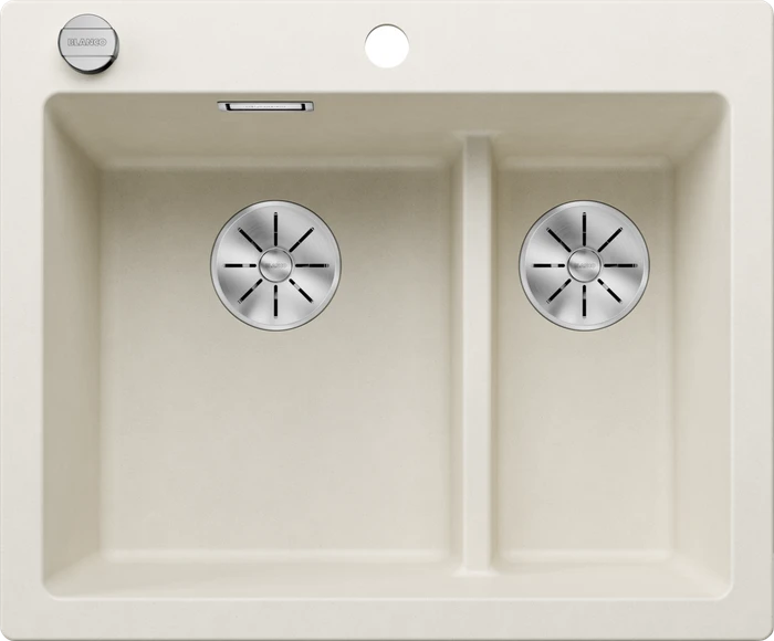 Blanco Pleon 6 Split InFino Becken links mit Ablauffernbedienung softweiß