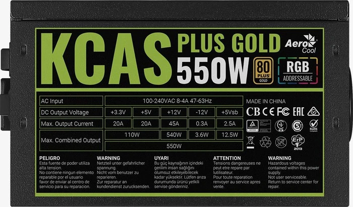 AeroCool KCAS PLUS GOLD 550W, ATX 2.52