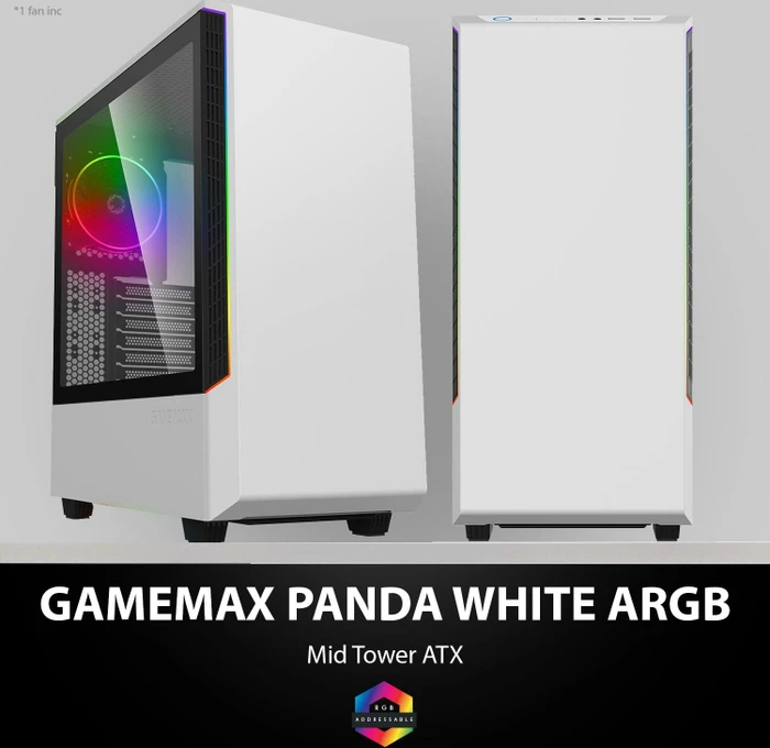 GameMax Panda, weiß, Glasfenster
