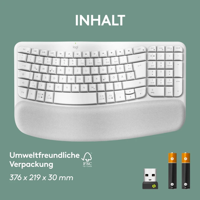 Logitech Wave Keys, Grauweiß, Logi Bolt, USB/Bluetooth, DE